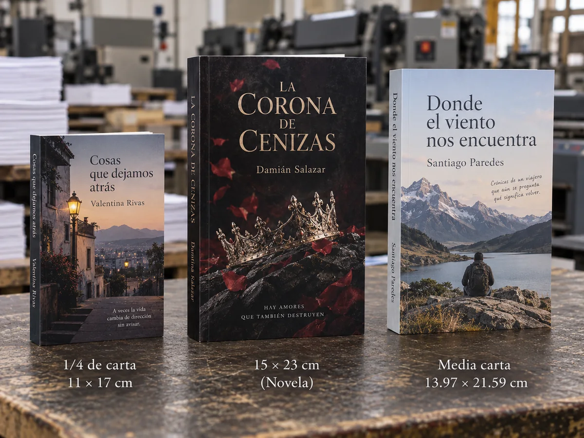 Comparación visual de tamaños de libro